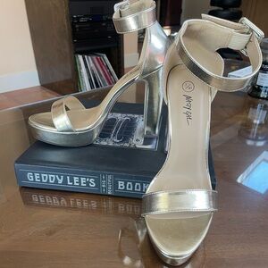 Worn Once! Nasty Gal Metallic Gold Platform Heels